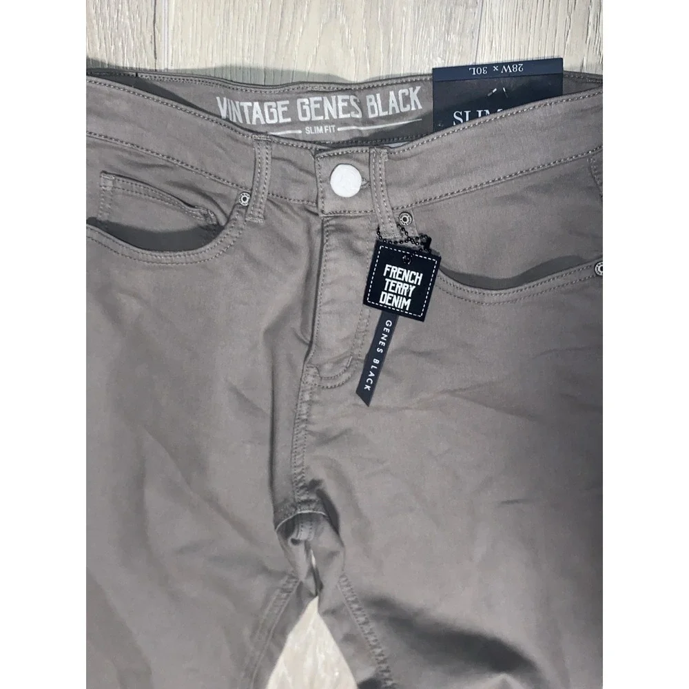 VGB Vintage Genes Black Men's Slim Fit French Terry Gray Jeans 28 X 30 - NWT